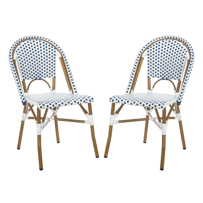 Outdoor Charisse Stacking Dining Chair, Blue/White