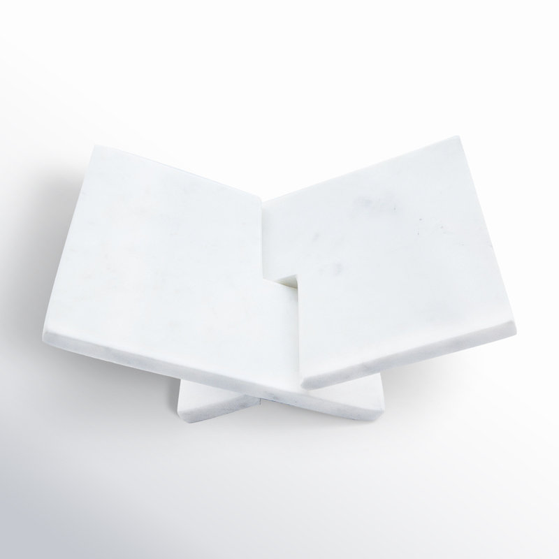 Porte-livre décoratif en marbre Noya, Blanc