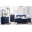 Lit simple bleu avec cadre à DEL de style moderne et transitionnel, bois massif et bois de remplissage, bois d'hévéa, profondeur de 73,61 po, largeur de 40,96 po, hauteur de 47,53 po, l 68,04 lb, sommier requis, éclairage de cadre de chambre à coucher, style,
