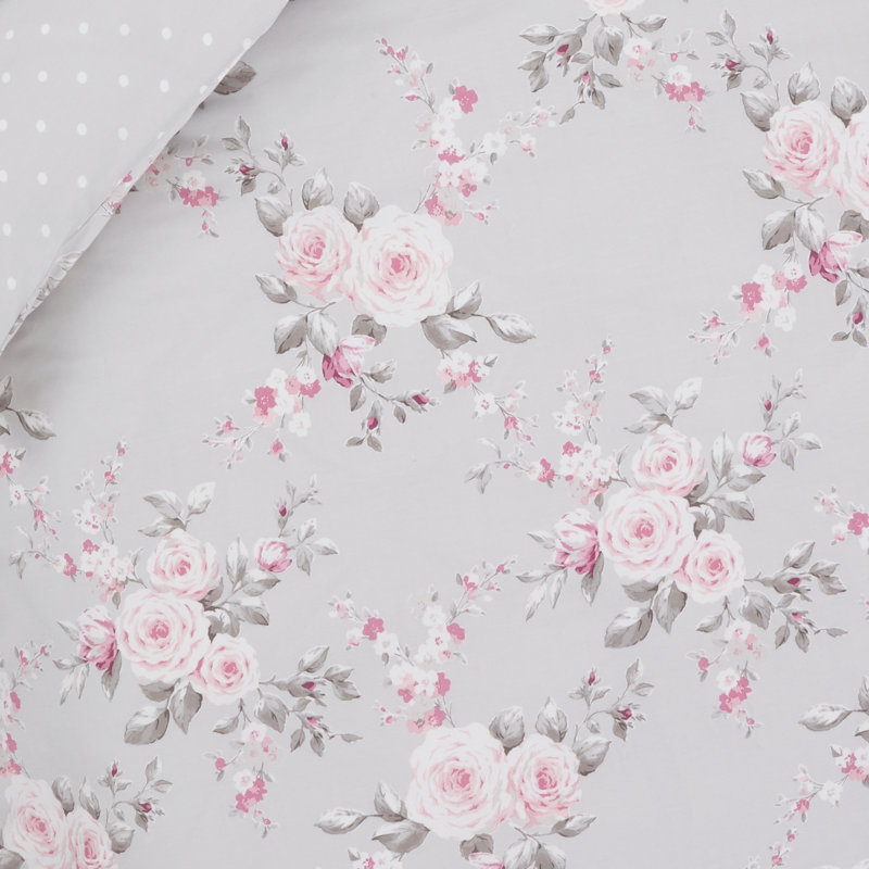 Canterbury Floral Reversible Double Duvet Cover Set with Pillowcases with Pillowcases, Grey, Single - 1 Standard Pillowcase