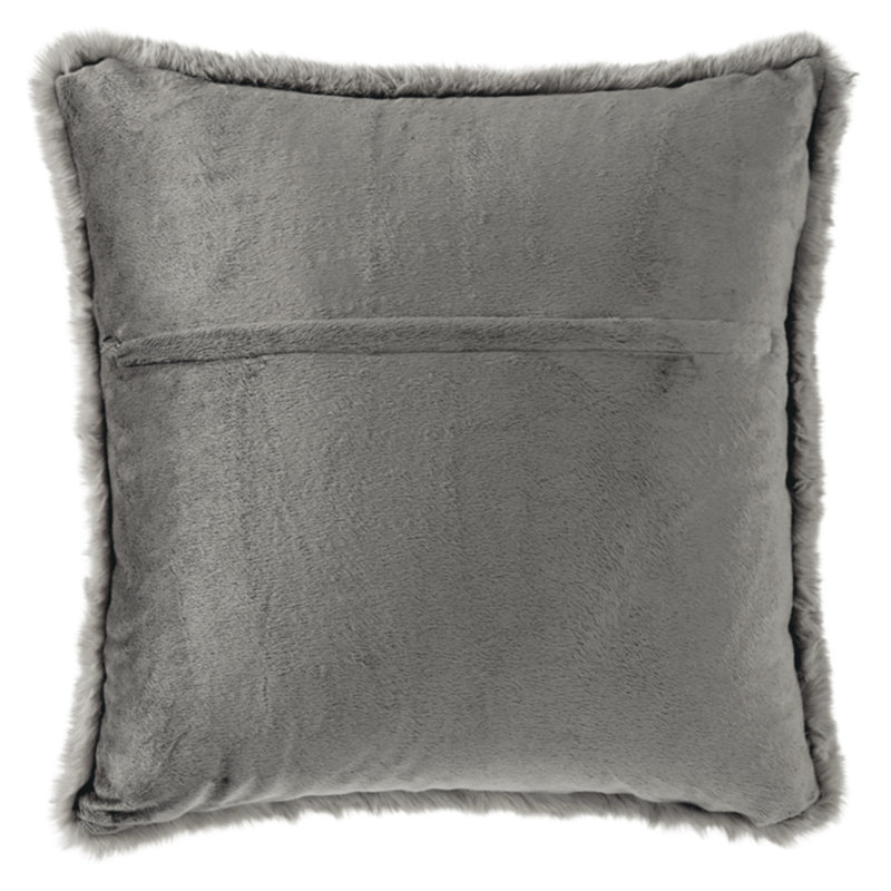 Gariland Gray Faux Rabbit Fur Square Pillow 20"