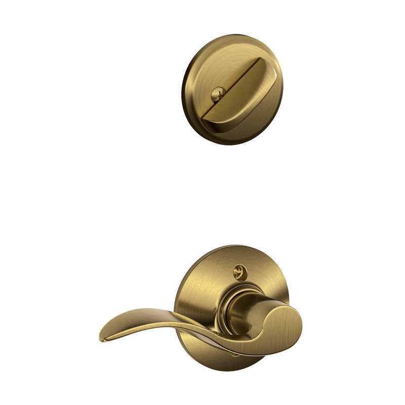 Accent Single Cylinder Interior Lever Set, Yes, Left, Antique Brass