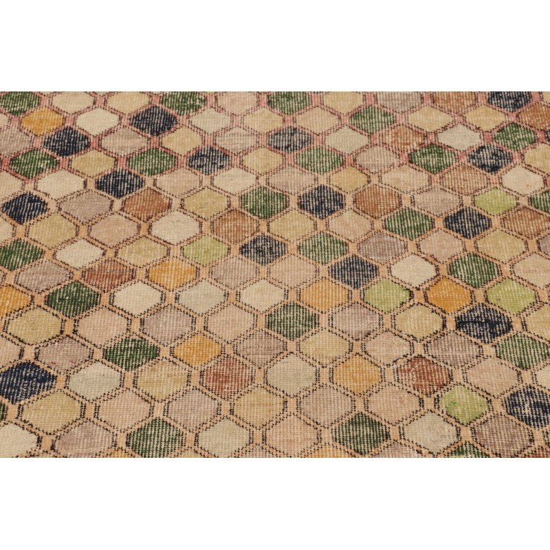 Vintage Turkish Rug, Mosaic-Inspired Multicolor Geometric Design - Rug & Kilim