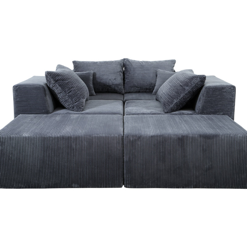 Canapé modulaire en forme de U 6, gris, convertible en méridienne douce, sans assemblage, idéal pour lire dans une atmosphère douillette