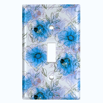 Couvercle de prise de plaque d'interrupteur en métal (fleurs aquarelles vertes - bascule simple)