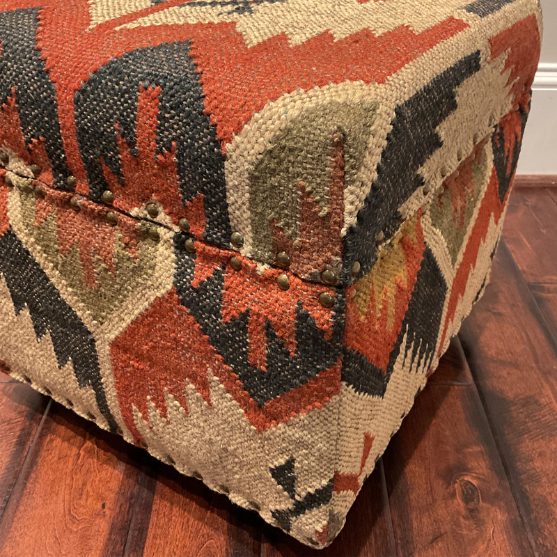  Tabouret de rangement rembourré en bois fabriqué à la main Kilim