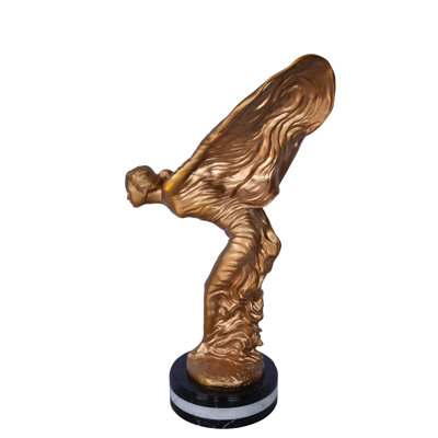Statue en bronze doré Spirit of Ecstastic Rolls Royce - Taille: L 10 po x l 15 po x H 24 po.