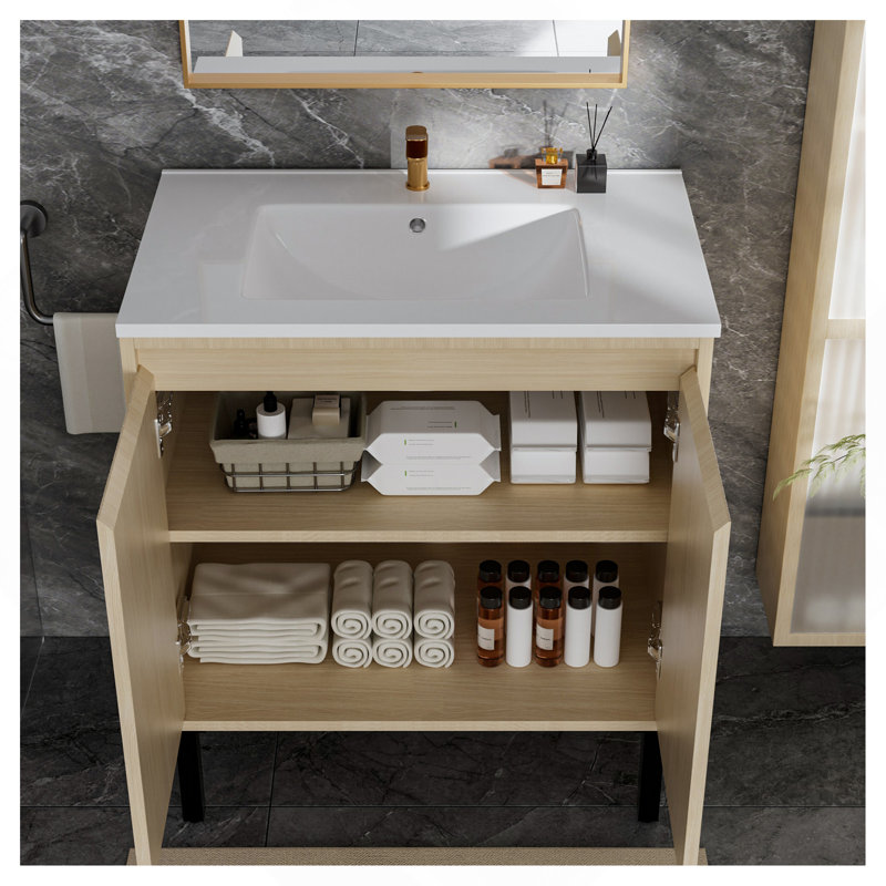 Meuble-lavabo de 30 po sans lavabo, 34 "H x29.13"W x 17.99"D, Light Oak
