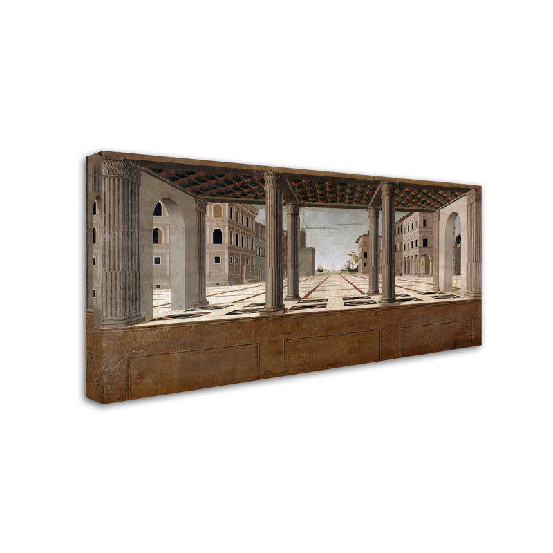 « architectural veduta », reproduction sur toile tendue, H 10 po x l 19 po