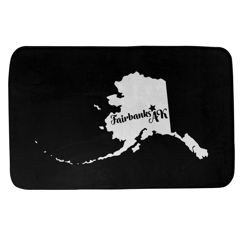 Tapis de salle de bain fairbanks alaska, l 21 po x L 34 po, Noir, Fairbanks AK