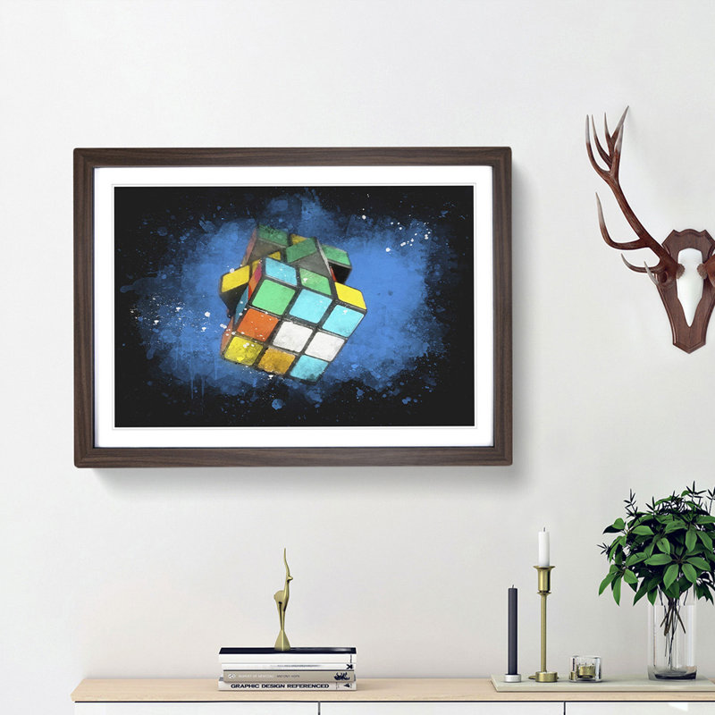 The Rubik Cube - Picture Frame Graphic Art Print, Walnut Framed, 24cm H x 33cm W x 2cm D