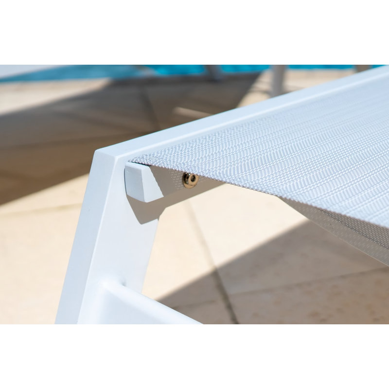 Ensemble de chaises longues inclinables de 83 po Reansh, Blanc
