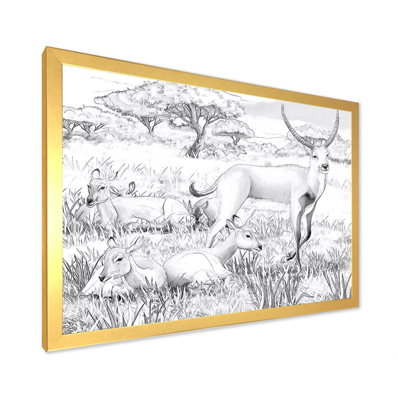 Koba Lychee in African Safari - peinture sur toile, H 30 po x l 40 po, Toile à cadre d'angle fermé doré