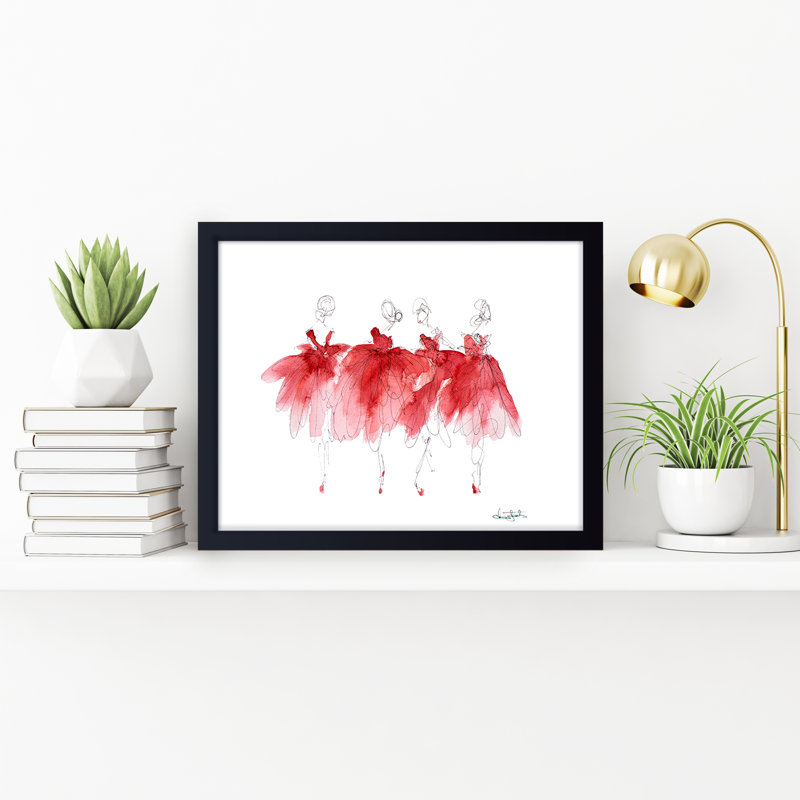'Ballerinas In Waiting' Framed Print Wall Art, 24" H x 30" W x 1.125" D, Framed Print, Black