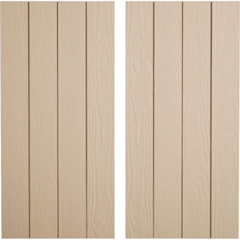 Volets rustiques à quatre planches en faux bois, H 24 po x l 22 po x P 1 po, Texture cyprès Pecky / brun clair apprêté, 22"