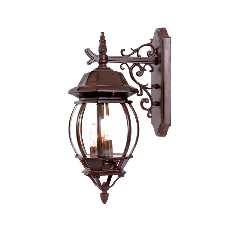 Lanterne murale d'extérieur à 1 ampoule Zuckerman, Noyer à nœuds, Verre biseauté transparent