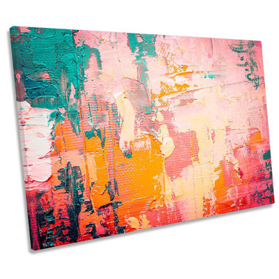 Pink Abstract Grunge Framed 1 Piece Wrapped Canvas Wall Art