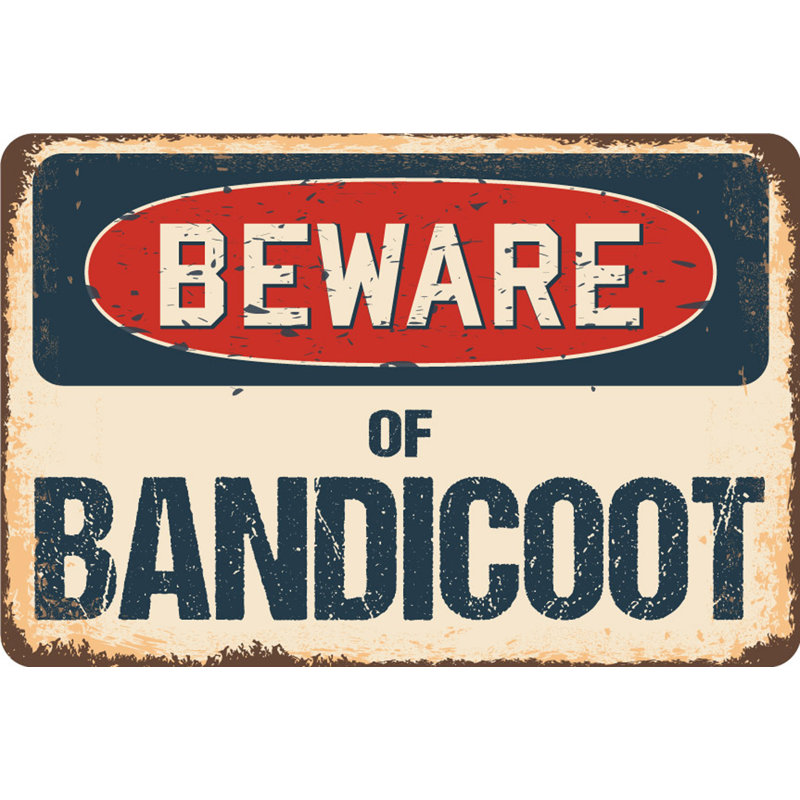 Panneau «Amberboi Beware of Bandicoot», H 5 po x l 7 po x P 0,1 po