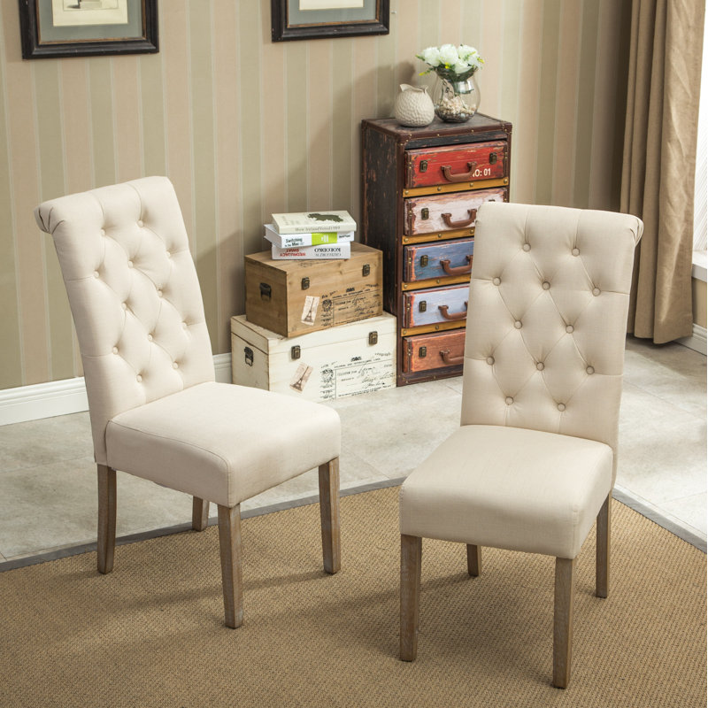 Charlotte 19'' H Tufted Upholstered Parsons Chair, Tan