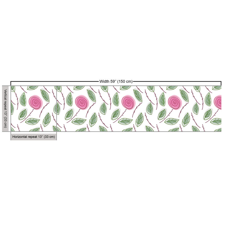 Chardae Spiraling Rose on Branches with Leaves Multi-Purpose Fabric