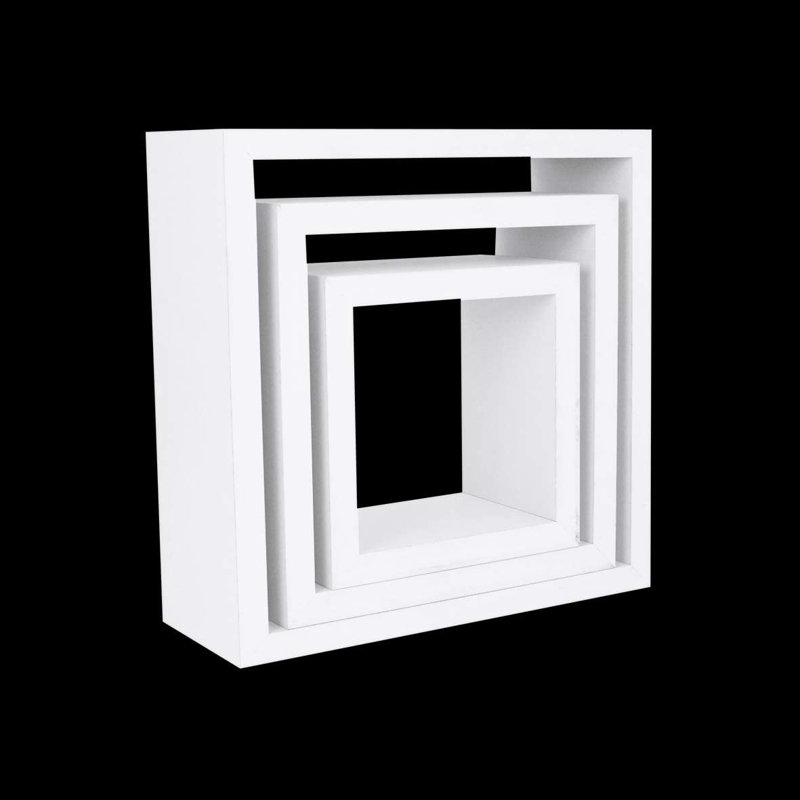Jakeara 3 Piece Square Floating Shelf, White