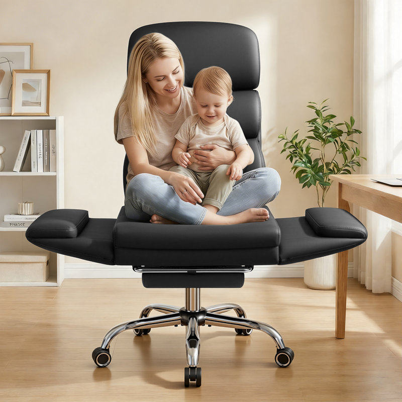 Fauteuil de direction Edinson avec accoudoirs pivotants, siège élargi, Noir