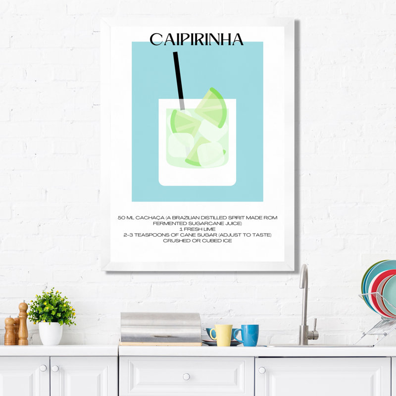 Caipirinha, cocktail brésilien - Art mural cocktails, Cadre photo blanc, H 40 po x l 30 po
