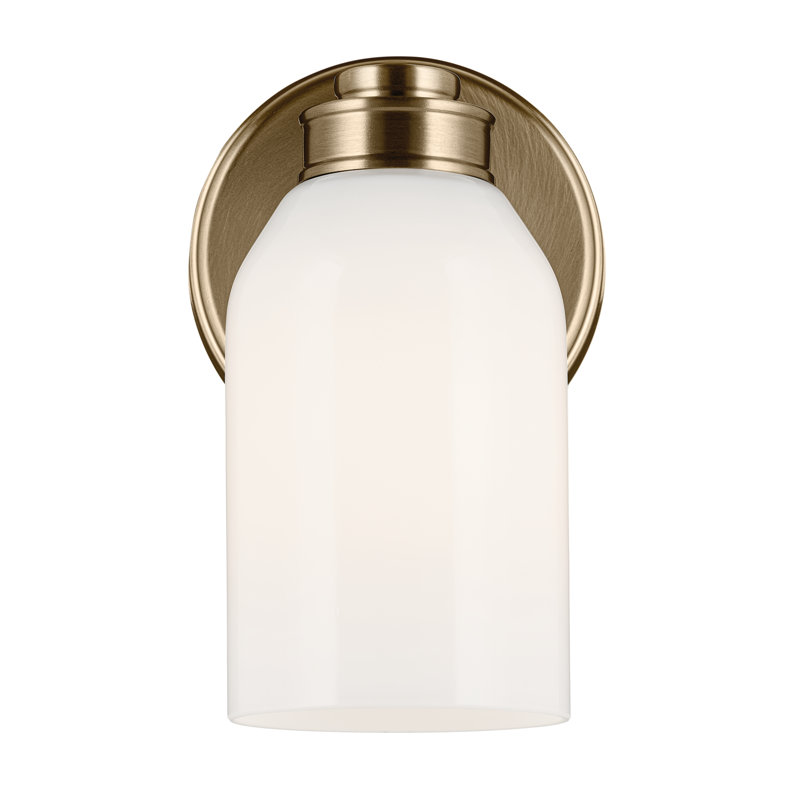 Applique murale 1 lumière 8,25 po avec verre opale blanc, Bronze