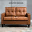 51,5 po de largeur 2 avec accoudoirs, similicuir brun pour un espace confortable de style moderne