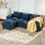 Canapé modulaire rembourré 4 pièces en chenille beige avec repose-pieds amovible - entièrement compressé, aucun assemblage requis-1647571221