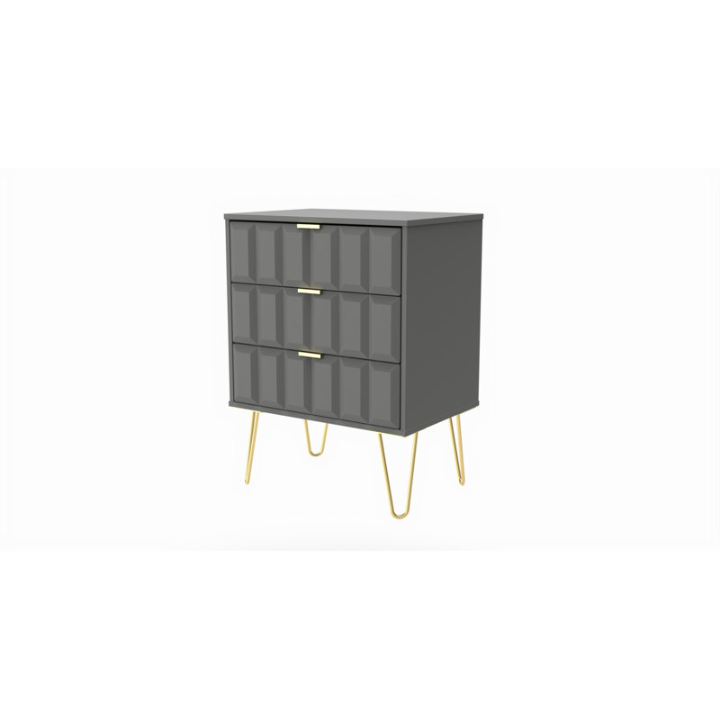 Fully Assembled Pearsonville 3 Drawer 57.5Cm W Chest of Drawers, Dust Grey