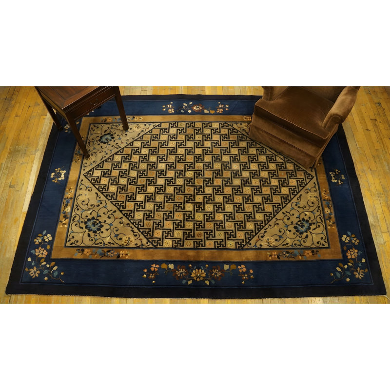 Antique Peking Chinese Medallion Beige 1900s Rug