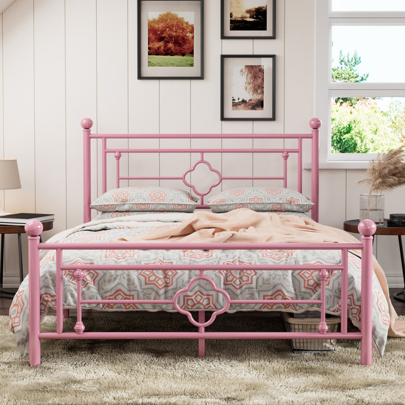 Eroftei Modern Metal Platform Bed Frame，No Box Spring Needed, Easy Assembly, Full, Pink