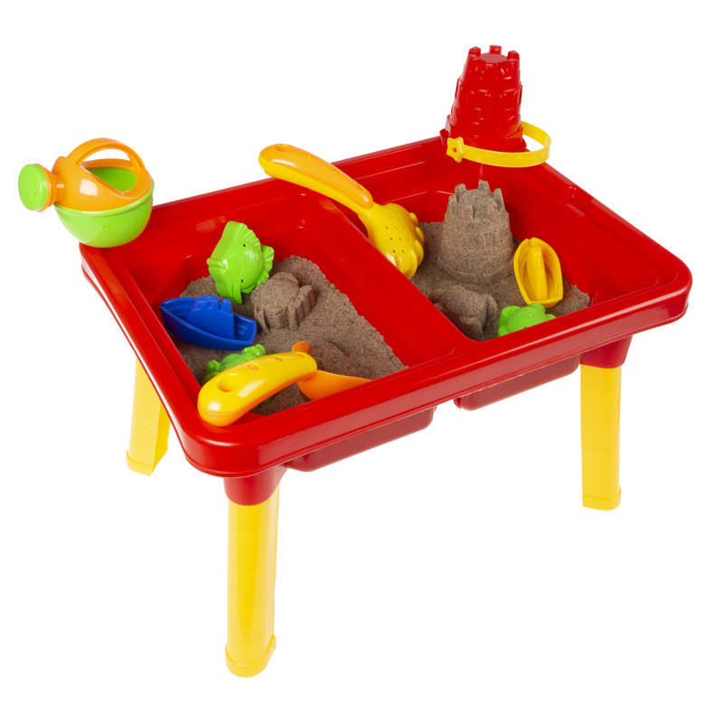 Table à eau avec couvercle et jouets - Ensemble de jeu avec 2 bacs sensoriels pour le sable ou l'eau - Ensemble d'activités pour tout-petits pour la plage, la cour ou la salle de classe par Hey Play