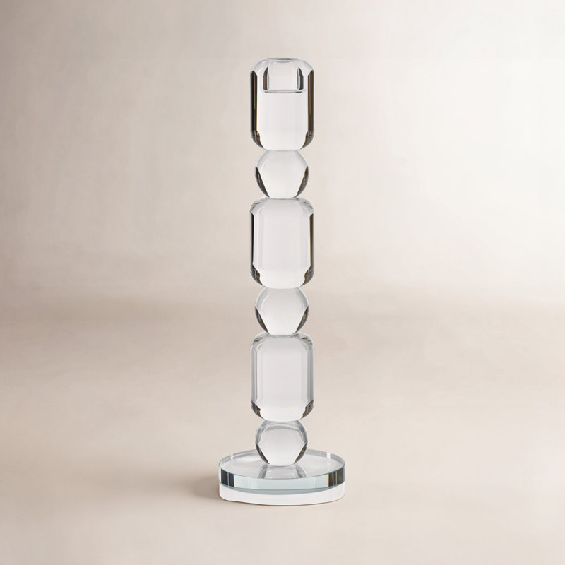 Crystal Tabletop Candlestick, 11.5" H x 3.5" W x 3.5" D