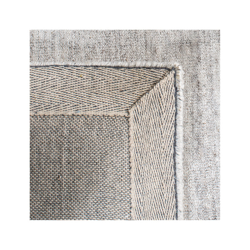 Abbie-Lei Hand Loomed Viscose/Cotton/Wool Solid Color Rug in Light Gray, Rectangle 9' x 12'