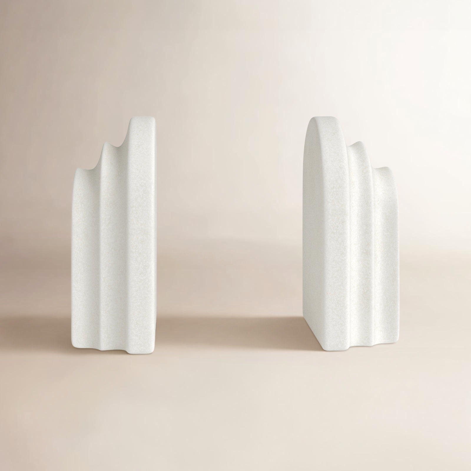 Varro Stepped Arch Office Bookends, White