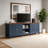 Navy Blue Barn Door Tv Stand 4 Doors 2 Shelves Fit 55-65'' Tvs