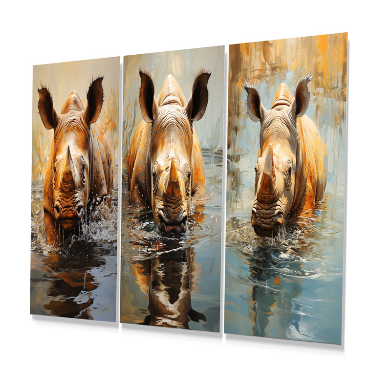 Ensemble de 3 rhinocéros Rhino, H 28 po x l 36 po