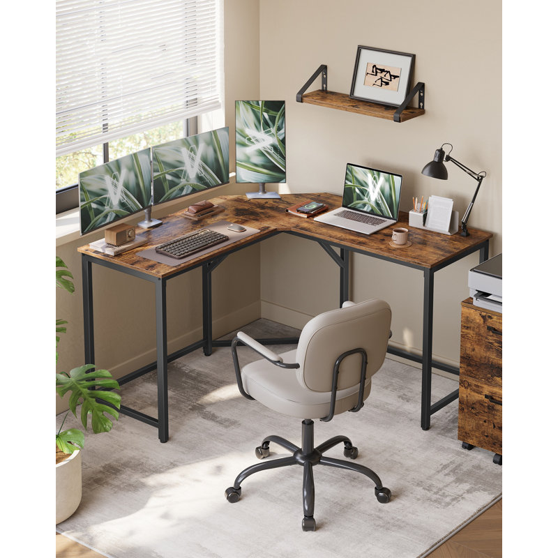 L-Shaped Metal Base Computer Desk