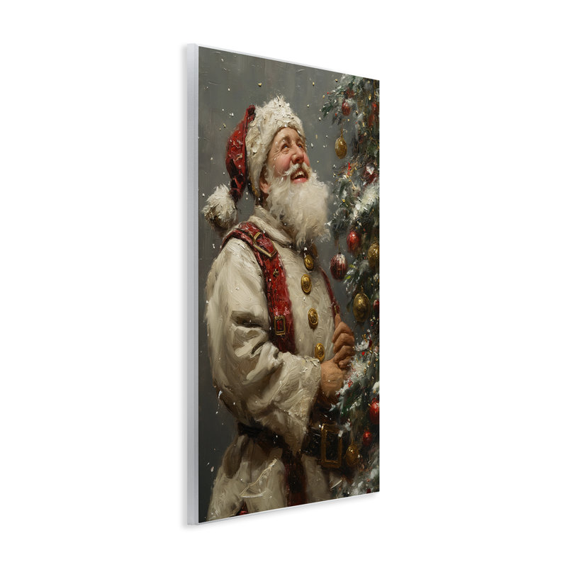«Happy Santa & Tree», art mural sur bois par Imagine It Images, H 15 po x l 10 po
