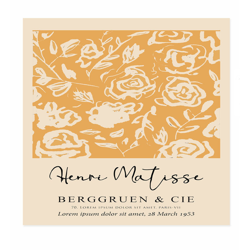 «Floral Henri Matisse», impression d'art bohémien sans cadre, H 28 po x l 28 po
