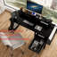 Bureau d'ordinateur 47,3 po avec tiroirs et prise de courant - Design réversible noir pour bureau