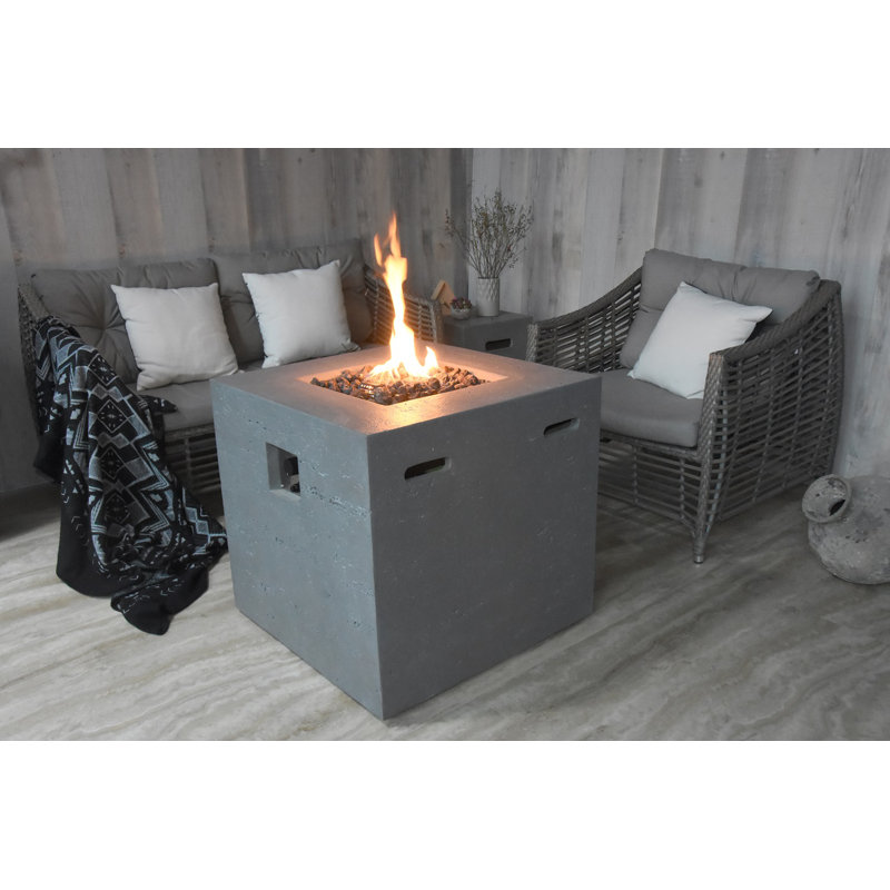 Dark Gray Concrete Gas Fire Pit Table