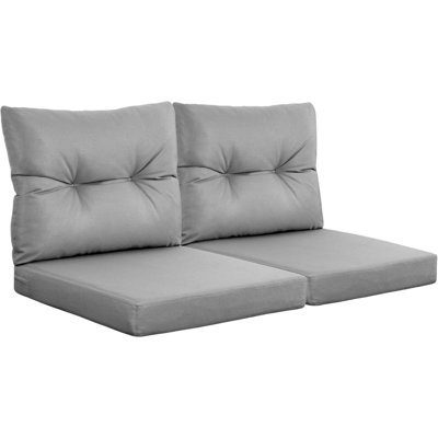 Outdoor Loveseat Cushion Set of 2, 24"x24"x4" Waterproof Deep Seat & Backrest Patio Cushions for Bench, Swing or Couch, Dark Gray