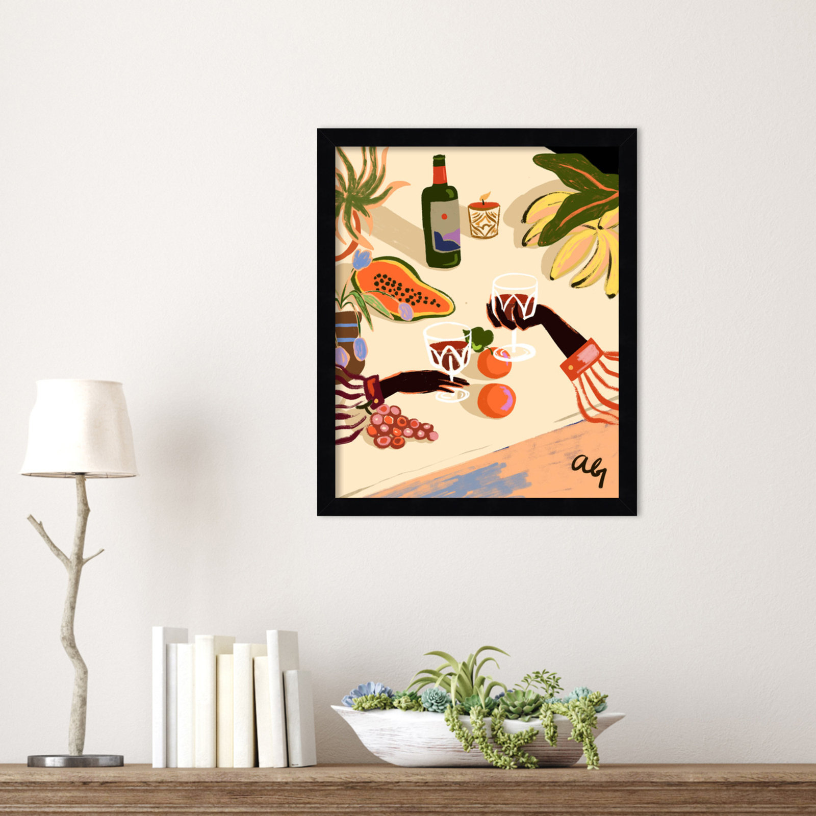 Pritchard "Cheers to You (Wine)" Print, Black, 17" H x 14" W
