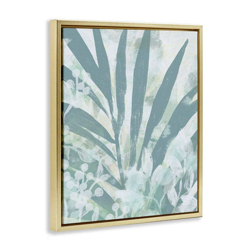 «Palm Frond Splatter» par June Erica Vess, Cadre flottant métallique doré, H 31 po x l 25 po