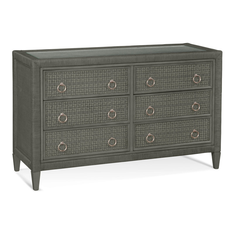 Commode 6 tiroirs Monterey, Oui, Champignon, Nickel satiné