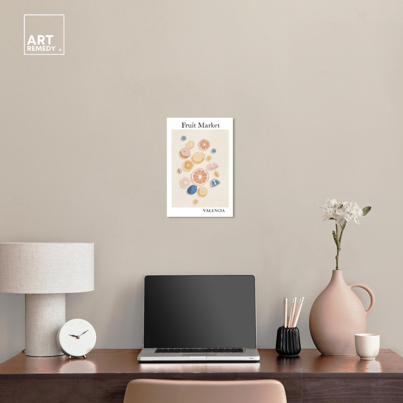 Valencia Fruit Market Canvas Print in Beige and Blue