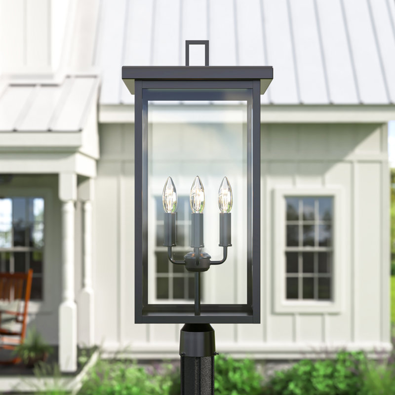 Lampadaire d'extérieur simple 30 po 4 lumières Schwager, Bronze
